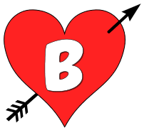 Free B - heart arrow. font stencil, pattern, template, clipart, design, printable alphabet letters and numbers, heart, love, cricut, coloring page, monogram, a-z, vector, svg.