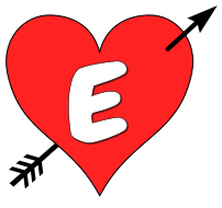 Free E - heart arrow. font stencil, pattern, template, clipart, design, printable alphabet letters and numbers, heart, love, cricut, coloring page, monogram, a-z, vector, svg.