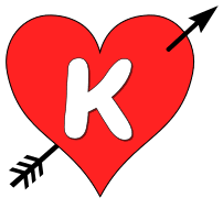 Free K - heart arrow. font stencil, pattern, template, clipart, design, printable alphabet letters and numbers, heart, love, cricut, coloring page, monogram, a-z, vector, svg.