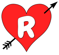 alphabet r and b in heart