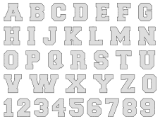 FREE printable JERSEY numbers, letters, and alphabet stencils for athletic sports, uniforms, and high school spirit.  Slab-serif, svg, png, jgp formats.