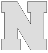 Free printable N - letter font. jersey number, font, letter alphabet stencil athletic sports uniform varsity high school university print download svg, png, pdf, jpg pattern.