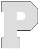 Free printable P - letter font. jersey number, font, letter alphabet stencil athletic sports uniform varsity high school university print download svg, png, pdf, jpg pattern.
