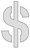 Free printable Dollar sign stencil. letter stencil, font, template, alphabet, number large thick typeface, bold, download, svg, png, pdf, jpg, pattern.