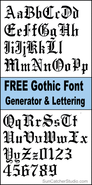 FREE old English font, Gothic font, generator, letters, printable, medieval, blackletter, DIY, calligraphy, This lettering is great for signs, bulletin boards, decorations, etc.