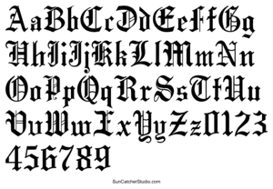 Old English Font (Gothic Font) Alphabet and Letters.
