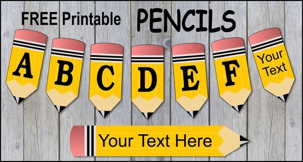 Pencil Font Free Printable Letters For Bulletin Boards Banners DIY Projects Patterns 