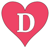 Printable D - heart stencil., love font pattern, valentines day template, clipart, design, alphabet letters and numbers, cricut, coloring page, monogram, a-z, vector, svg.