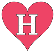Printable H - heart stencil., love font pattern, valentines day template, clipart, design, alphabet letters and numbers, cricut, coloring page, monogram, a-z, vector, svg.