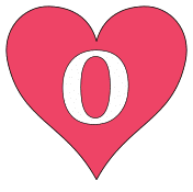 Printable O - heart stencil., love font pattern, valentines day template, clipart, design, alphabet letters and numbers, cricut, coloring page, monogram, a-z, vector, svg.