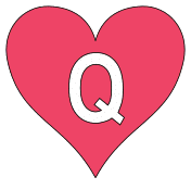 Printable Q - heart stencil., love font pattern, valentines day template, clipart, design, alphabet letters and numbers, cricut, coloring page, monogram, a-z, vector, svg.