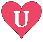 Printable U - heart stencil., love font pattern, valentines day template, clipart, design, alphabet letters and numbers, cricut, coloring page, monogram, a-z, vector, svg.