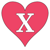 Printable X - heart stencil., love font pattern, valentines day template, clipart, design, alphabet letters and numbers, cricut, coloring page, monogram, a-z, vector, svg.
