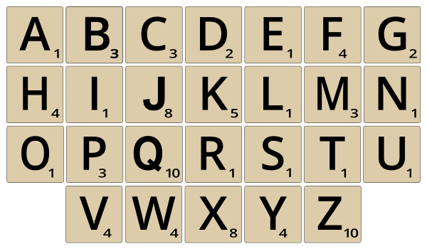Free printable SVG All Scrabble Letters and Tiles tile alphabet.  Use these DIY Scrabble tiles, patterns and templates to create words with your cricut or print and download vector graphics.