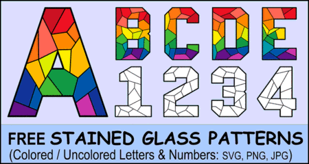 Alphabet & Numbers. Stained Glass Pattern, Lettering Book. Diy Signs,  Windows, Suncatcher projects. Traditional, Modern Fonts Calligraphy.