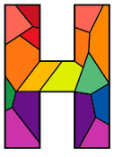 Free printable H - pattern. stained glass lettering, numbers, alphabet.  Use these simple DIY stained glass patterns, designs, templates, clip art, stencils to create words for your cricut or print and download, vector graphics.