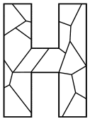 Free printable H - pattern. stained glass lettering, numbers, alphabet.  Use these simple DIY stained glass patterns, designs, templates, clip art, stencils to create words for your cricut or print and download, vector graphics.