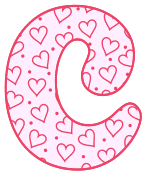 Free C - letter stencil. valentine day font stencil, pattern, template, clipart, design, printable alphabet letters and numbers, heart, love, cricut, coloring page, monogram, a-z, vector, svg.