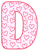 Free D - letter stencil. valentine day font stencil, pattern, template, clipart, design, printable alphabet letters and numbers, heart, love, cricut, coloring page, monogram, a-z, vector, svg.