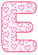 Free E - letter stencil. valentine day font stencil, pattern, template, clipart, design, printable alphabet letters and numbers, heart, love, cricut, coloring page, monogram, a-z, vector, svg.
