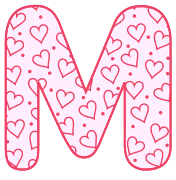 Free M - letter stencil. valentine day font stencil, pattern, template, clipart, design, printable alphabet letters and numbers, heart, love, cricut, coloring page, monogram, a-z, vector, svg.