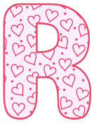Free R - letter stencil. valentine day font stencil, pattern, template, clipart, design, printable alphabet letters and numbers, heart, love, cricut, coloring page, monogram, a-z, vector, svg.