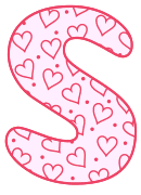 Free S - letter stencil. valentine day font stencil, pattern, template, clipart, design, printable alphabet letters and numbers, heart, love, cricut, coloring page, monogram, a-z, vector, svg.
