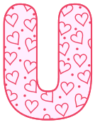 Free U - letter stencil. valentine day font stencil, pattern, template, clipart, design, printable alphabet letters and numbers, heart, love, cricut, coloring page, monogram, a-z, vector, svg.