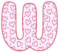Free W - letter stencil. valentine day font stencil, pattern, template, clipart, design, printable alphabet letters and numbers, heart, love, cricut, coloring page, monogram, a-z, vector, svg.