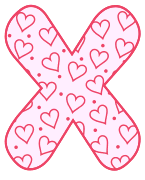 Free X - letter stencil. valentine day font stencil, pattern, template, clipart, design, printable alphabet letters and numbers, heart, love, cricut, coloring page, monogram, a-z, vector, svg.