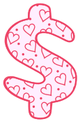 Free Dollar sign. valentine day font stencil, pattern, template, clipart, design, printable alphabet letters and numbers, heart, love, cricut, coloring page, monogram, a-z, vector, svg.