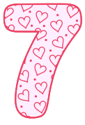 Free 7 - template. valentine day font stencil, pattern, template, clipart, design, printable alphabet letters and numbers, heart, love, cricut, coloring page, monogram, a-z, vector, svg.