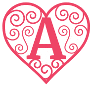 Free A - valentine letter. valentine day font stencil, pattern, template, clipart, design, printable alphabet letters and numbers, heart, love, cricut, coloring page, monogram, a-z, vector, svg.