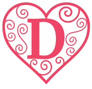 Free D - valentine letter. valentine day font stencil, pattern, template, clipart, design, printable alphabet letters and numbers, heart, love, cricut, coloring page, monogram, a-z, vector, svg.