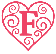 Free F - valentine letter. valentine day font stencil, pattern, template, clipart, design, printable alphabet letters and numbers, heart, love, cricut, coloring page, monogram, a-z, vector, svg.