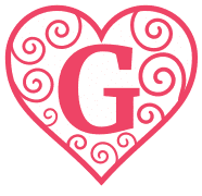 Free G - valentine letter. valentine day font stencil, pattern, template, clipart, design, printable alphabet letters and numbers, heart, love, cricut, coloring page, monogram, a-z, vector, svg.