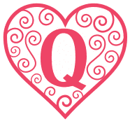 Free Q - valentine clipart. valentine day font stencil, pattern, template, clipart, design, printable alphabet letters and numbers, heart, love, cricut, coloring page, monogram, a-z, vector, svg.