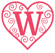 Free W - monogram stencil. valentine day font stencil, pattern, template, clipart, design, printable alphabet letters and numbers, heart, love, cricut, coloring page, monogram, a-z, vector, svg.
