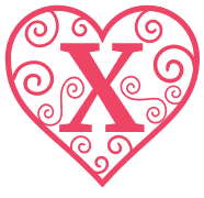 Free X - monogram stencil. valentine day font stencil, pattern, template, clipart, design, printable alphabet letters and numbers, heart, love, cricut, coloring page, monogram, a-z, vector, svg.