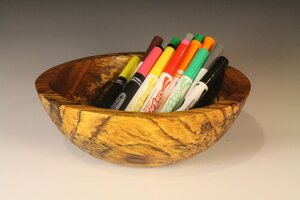 Wooden elm bowl with markers