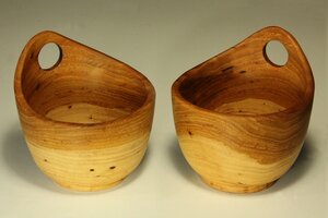 Wooden pecan cup shaped bowls