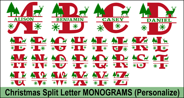 Christmas Clip Art Alphabet Letters (FREE Personalize Online Designs)