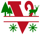 Free V Christmas clipart alphabet letter split monogram stencil template print download vector circuit silhouette svg laser scroll saw.