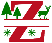 Free Z Christmas clipart alphabet letter split monogram stencil template print download vector circuit silhouette svg laser scroll saw.