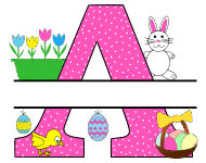 Free Easter monogram font A bunny egg basket chicken clipart alphabet letter split customize or personalize stencil template to print or download vector svg laser vinyl circuit silhouette.