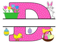 Free Easter monogram font D bunny egg basket chicken clipart alphabet letter split customize or personalize stencil template to print or download vector svg laser vinyl circuit silhouette.