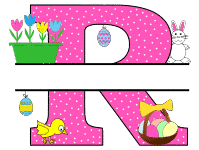 Free Easter monogram font R bunny egg basket chicken clipart alphabet letter split customize or personalize stencil template to print or download vector svg laser vinyl circuit silhouette.