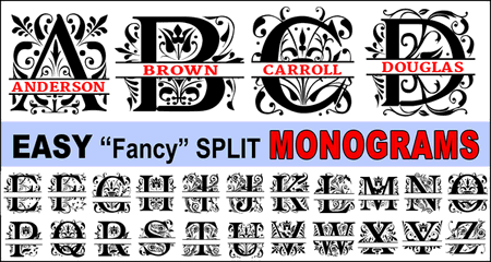 Fancy Split Font Monograms