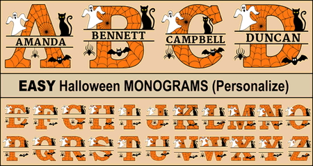 Printable Halloween Monogram Letters (Personalize Font)