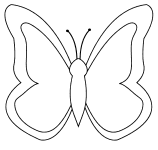 Butterfly coloring pattern. Free, butterfly, pattern, template, stencil, outline, printable, clipart, design, coloring page, vector, svg, print, download.